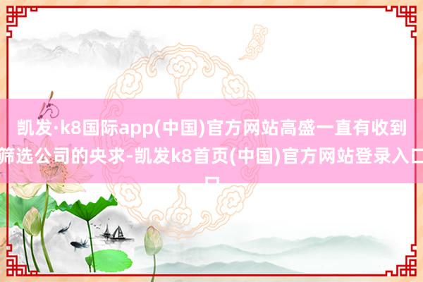 凯发·k8国际app(中国)官方网站高盛一直有收到筛选公司的央求-凯发k8首页(中国)官方网站登录入口