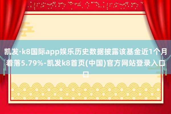 凯发·k8国际app娱乐历史数据披露该基金近1个月着落5.79%-凯发k8首页(中国)官方网站登录入口